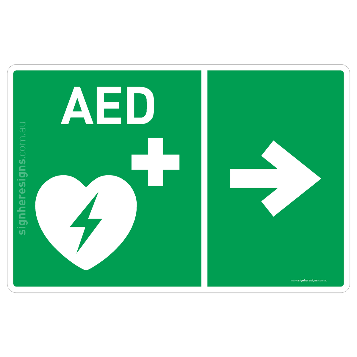 AED (Right Arrow) Sign - First Aid & Safety Sign – Sign Here Signs
