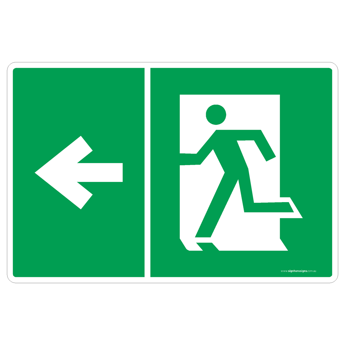 Exit. He Emergency Exit (Left Arrow) Sign - Emergency Exit – Sign Here Signs