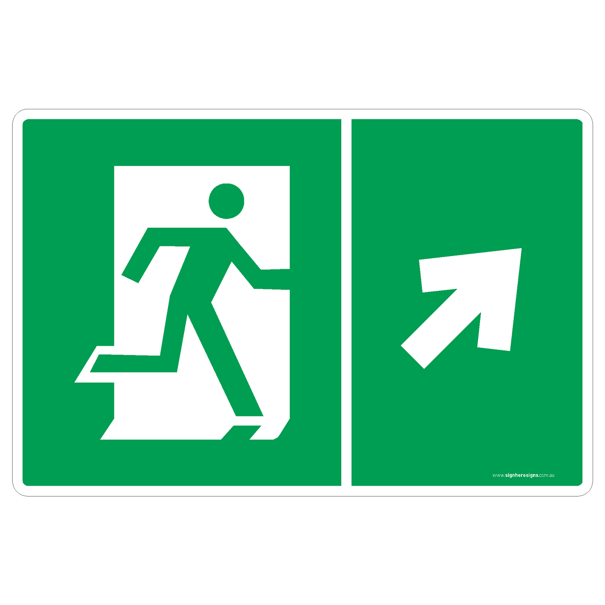 Emergency Exit (Up Right Arrow) Sign - Emergency Exit – Sign Here Signs