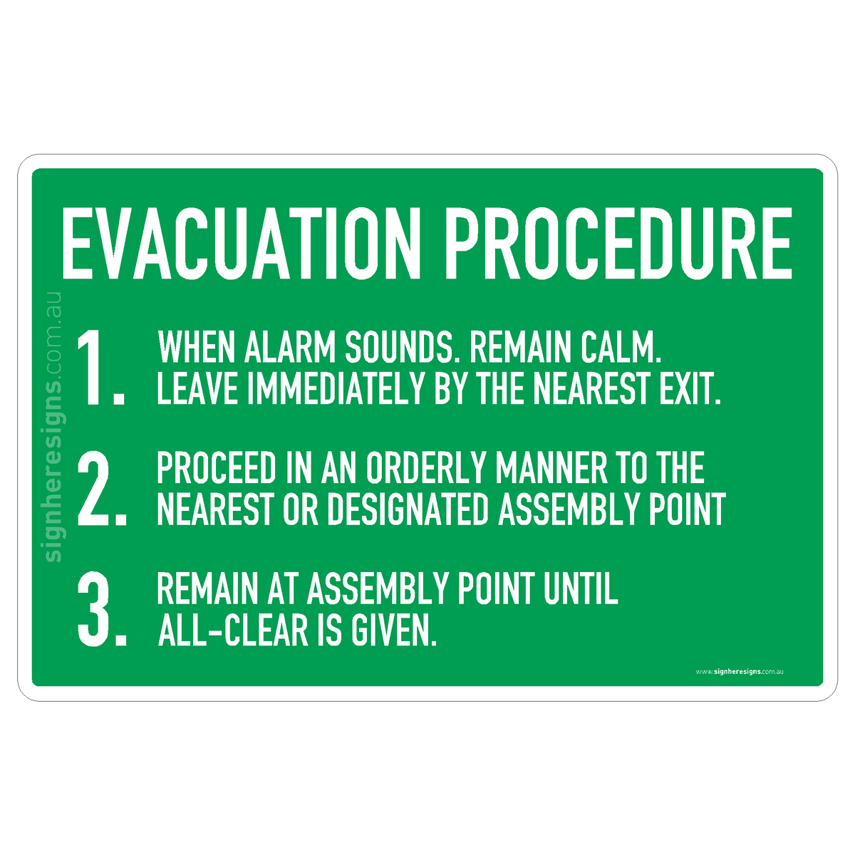 Evacuation Procedure Sign - Fire & Emergency – Sign Here Signs