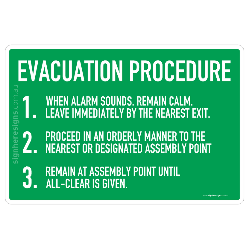 Evacuation Procedure Sign - Fire & Emergency – Sign Here Signs