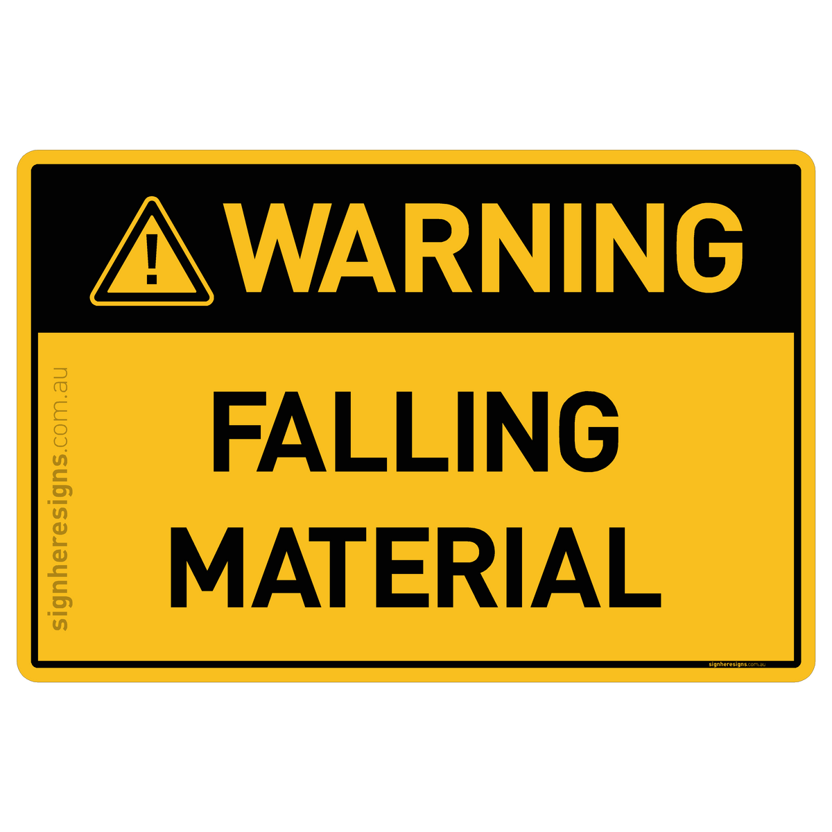 Falling Material Warning Sign | Buy Online – Sign Here Signs