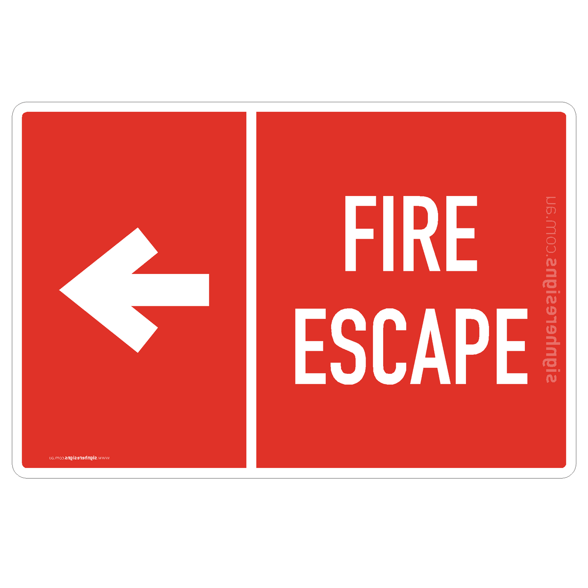 Fire Escape (Left Arrow) Sign - Fire & Emergency – Sign Here Signs
