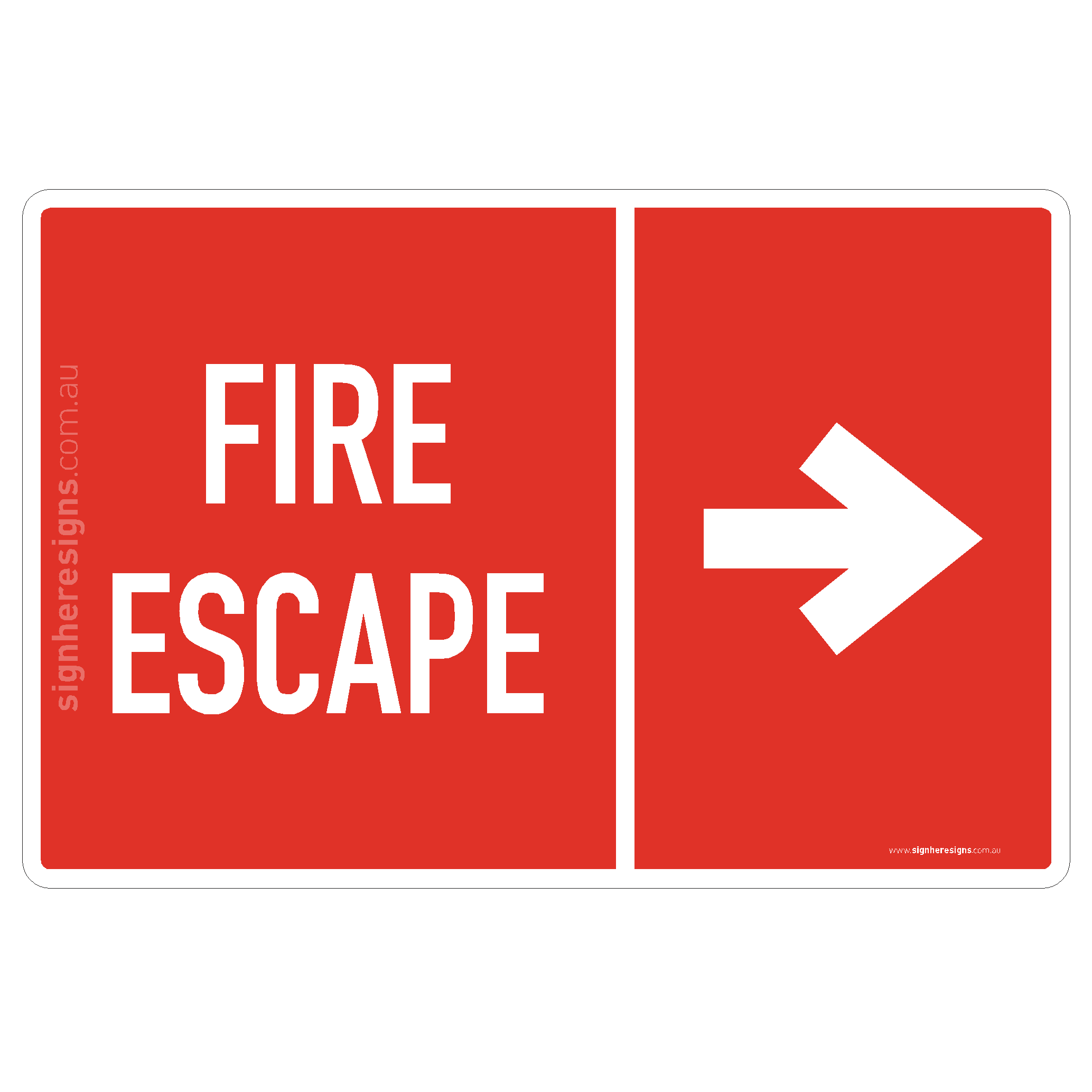 Fire Escape (Right Arrow) Sign - Fire & Emergency – Sign Here Signs