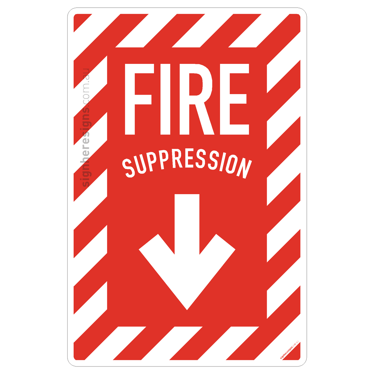 Fire suppression - Chevron (Down Arrow) Sign - Fire Safety – Sign Here ...