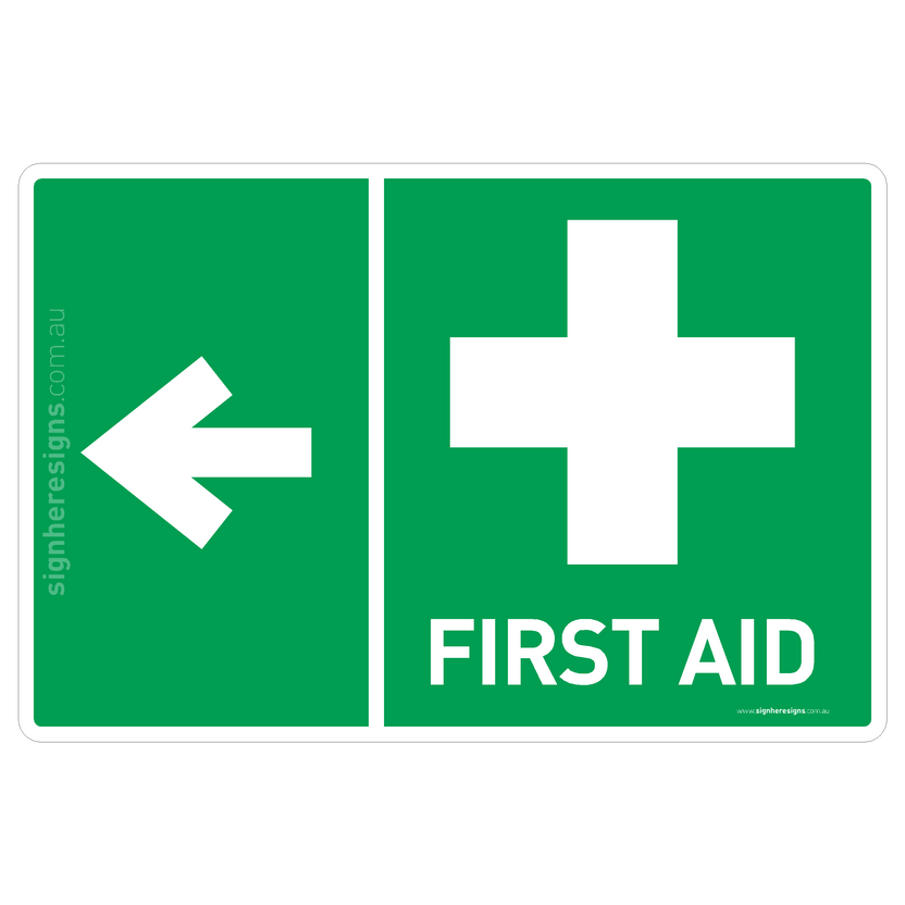 First Aid (Left Arrow) Sign - First Aid & Safety Sign – Sign Here Signs
