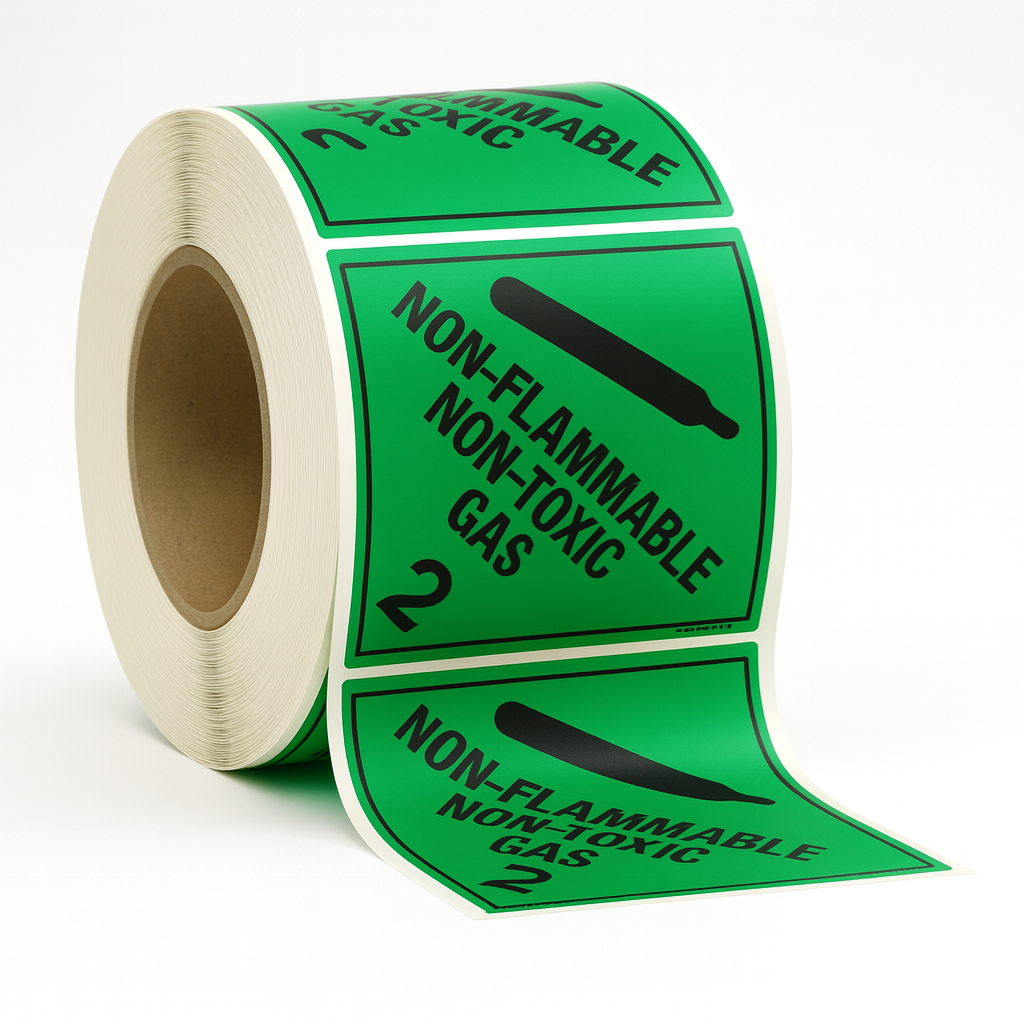 Non-Flammable Non-Toxic Gas 2 Dangerous Goods Label 1000 Roll – 100x100mm