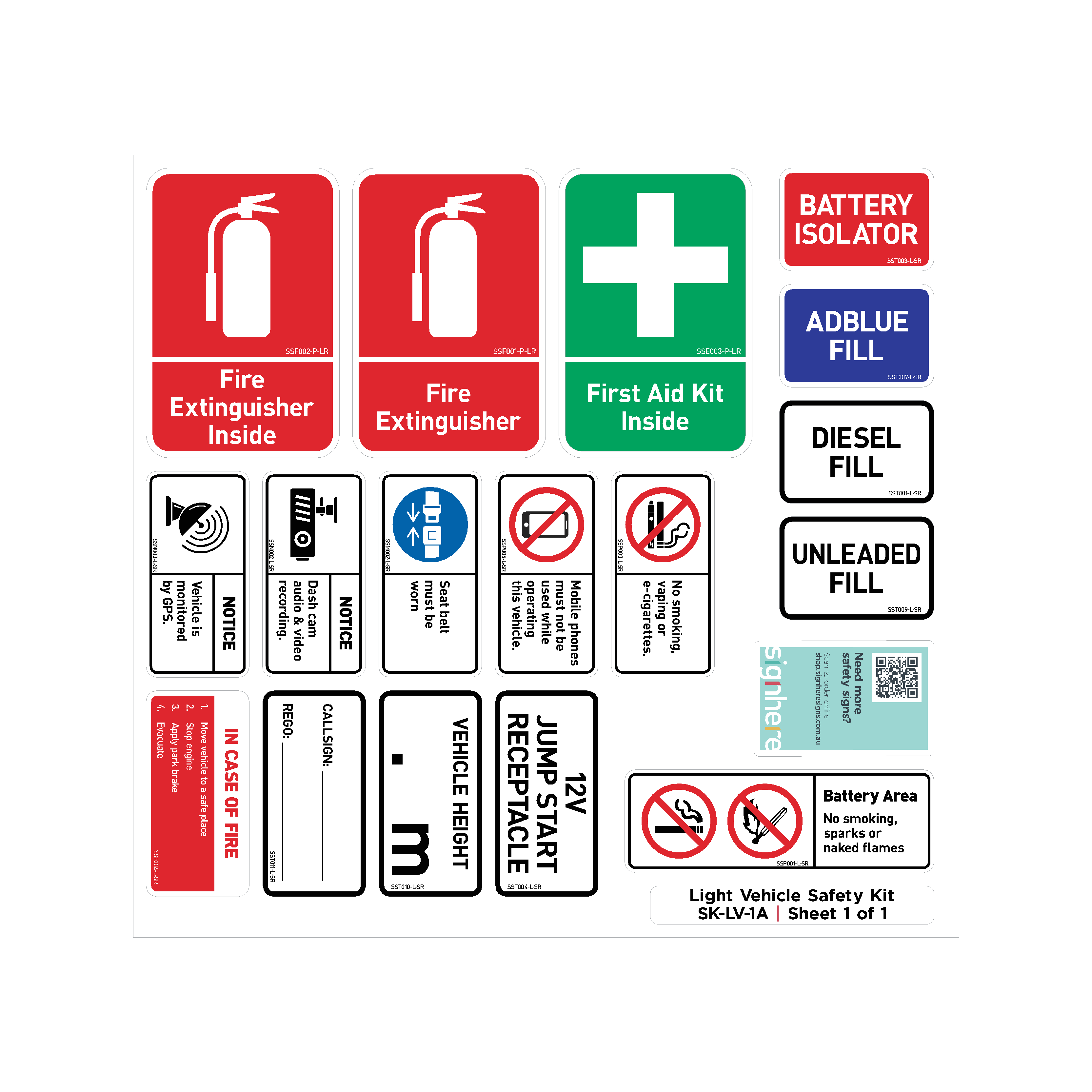 Mine Spec Light Vehicle Safety Decal Kit