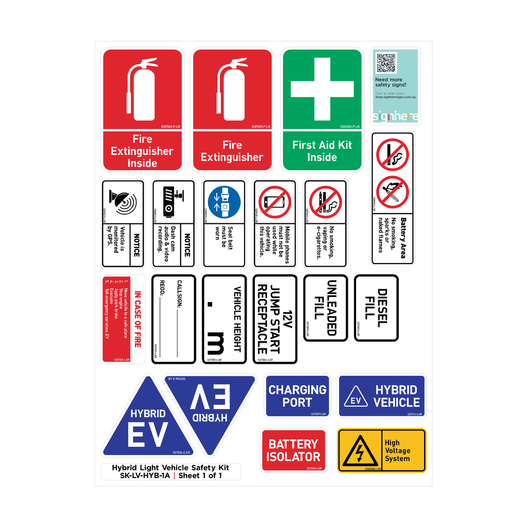 Mine Spec Hybrid Light Vehicle Safety Decal Kit