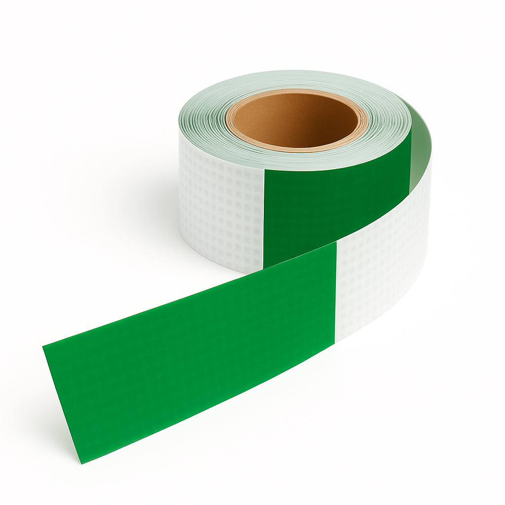 Green & White Class 1 Reflective Striping Roll – 10 Metres