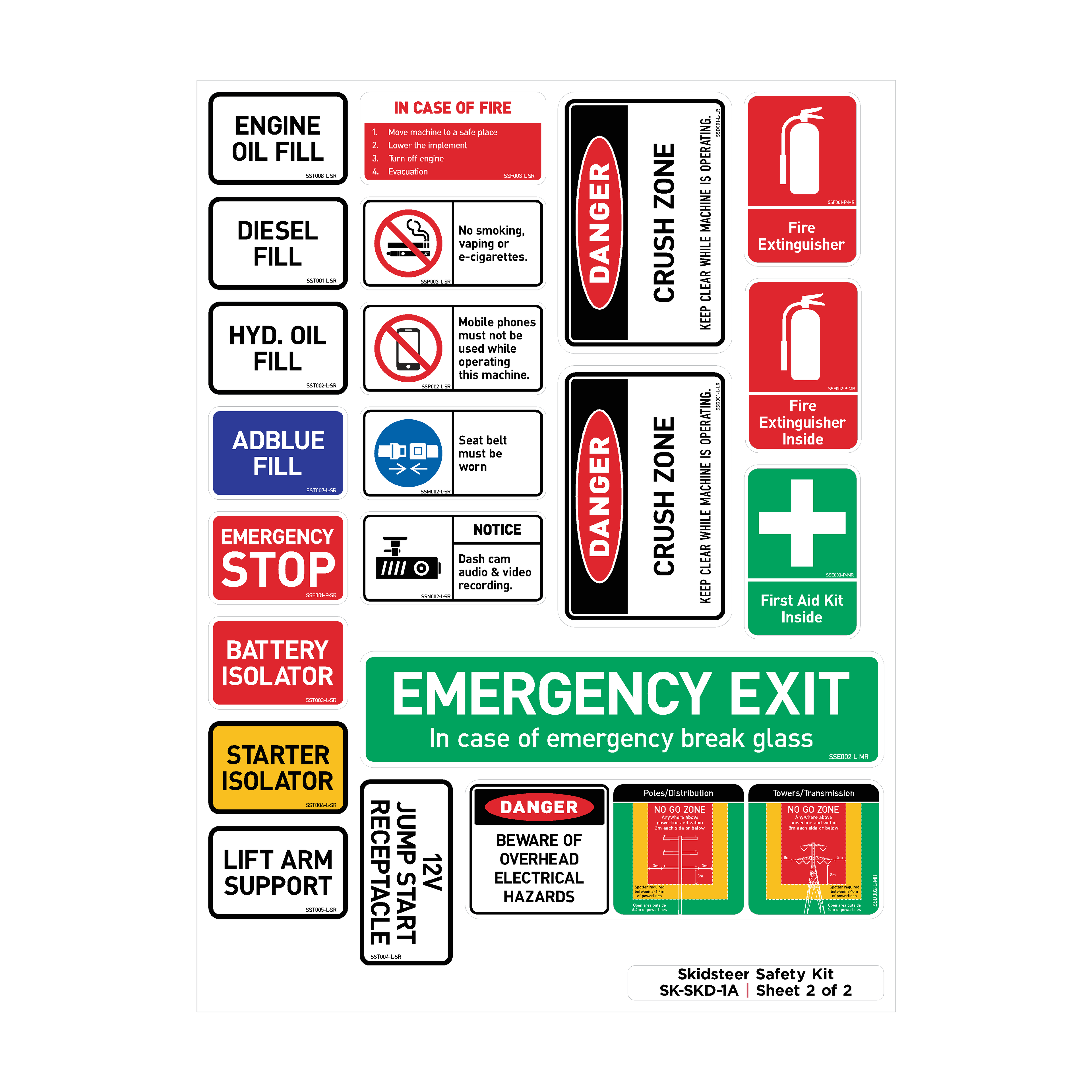 Mine Spec Skid Steer Safety Decal Kit