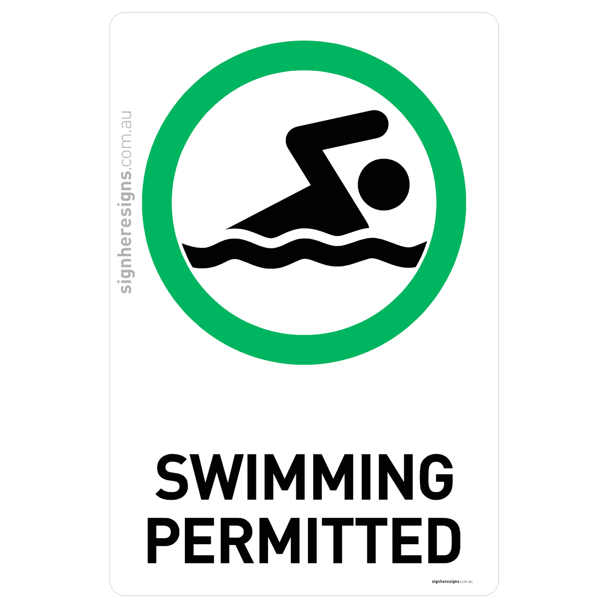 Swimming Permitted Sign - Approved Activity – Sign Here Signs