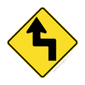 W1-2(L) Reverse Turn Left - Traffic Sign
