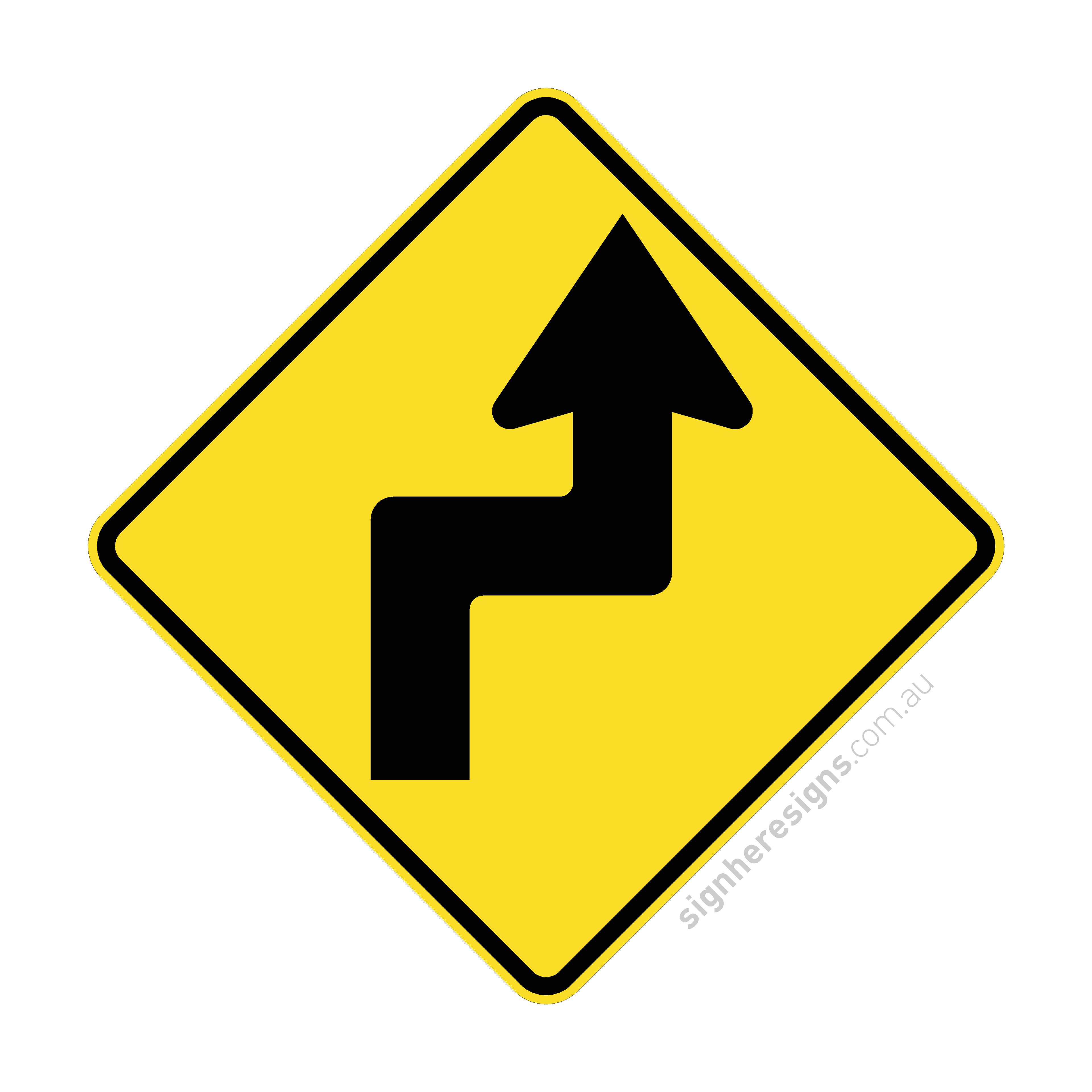 W1-2(R) Reverse Turn Right - Traffic Sign