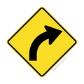 W1-3(R) Curve Right - Traffic Sign