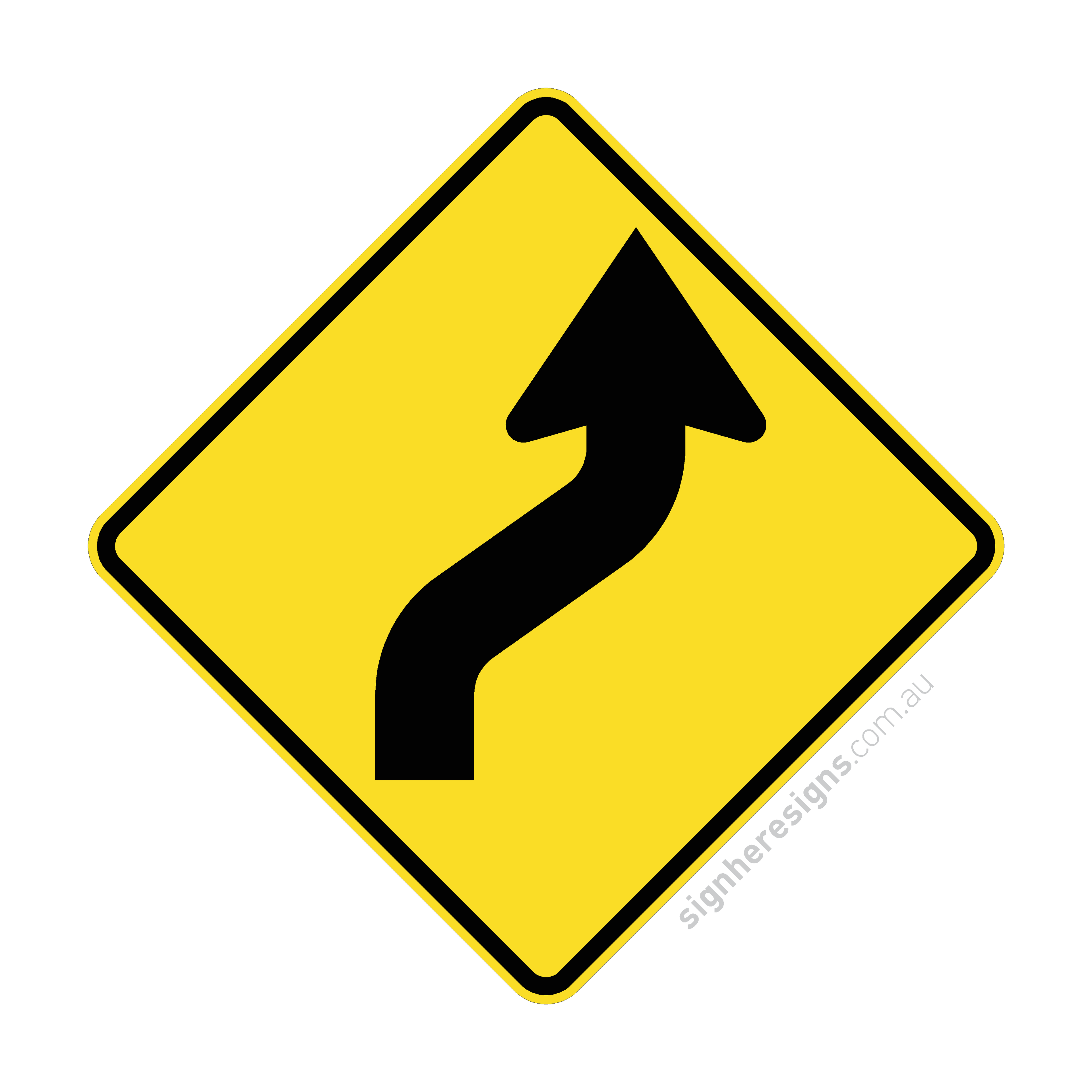 W1-4(R) Reverse Curve Right - Traffic Sign