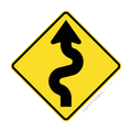 W1-5(L) Winding Road Left - Traffic Sign