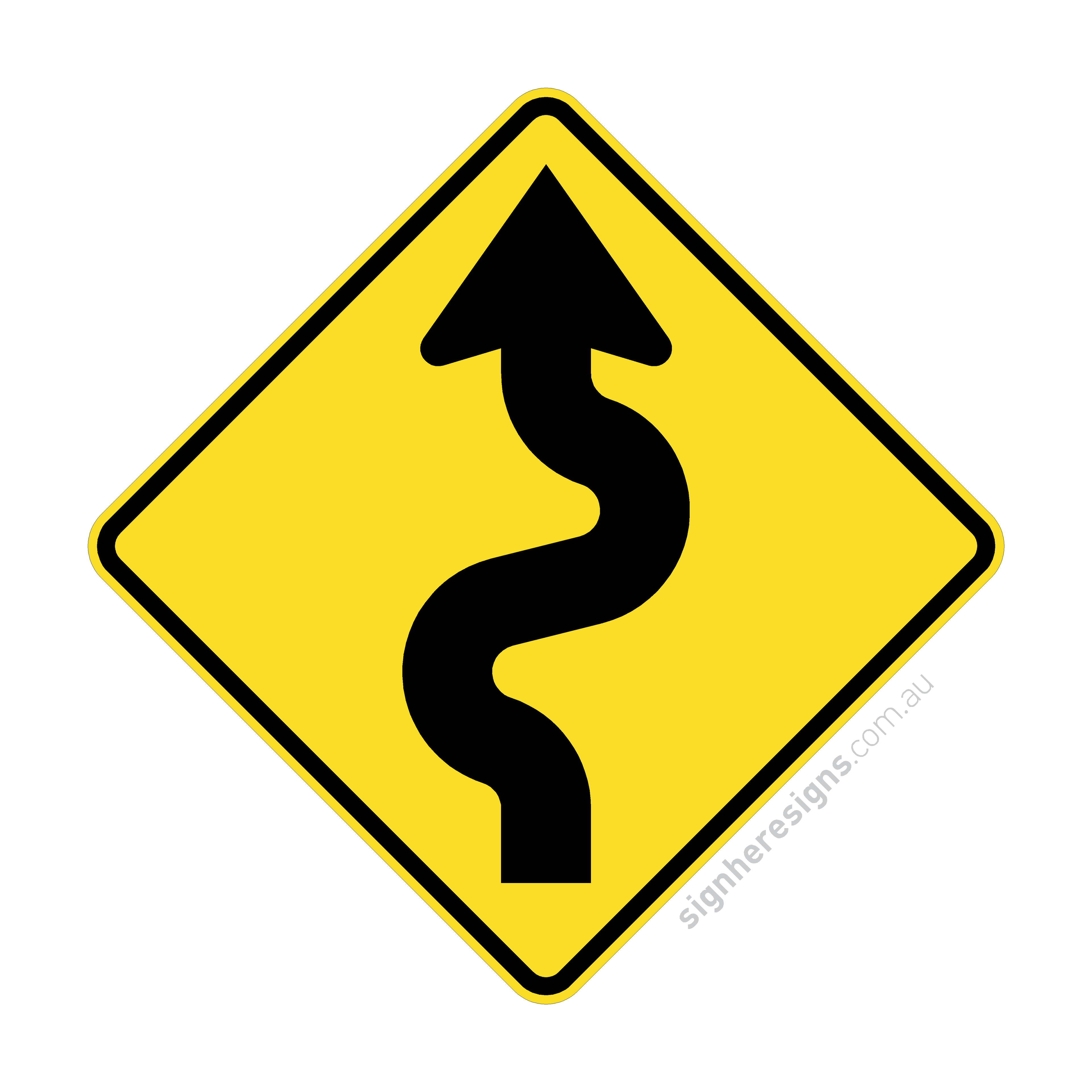 W1-5(L) Winding Road Left - Traffic Sign