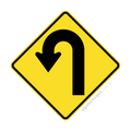 W1-7(L) Hairpin Bend Left - Traffic Sign