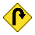 W1-7(R) Hairpin Bend Right - Traffic Sign