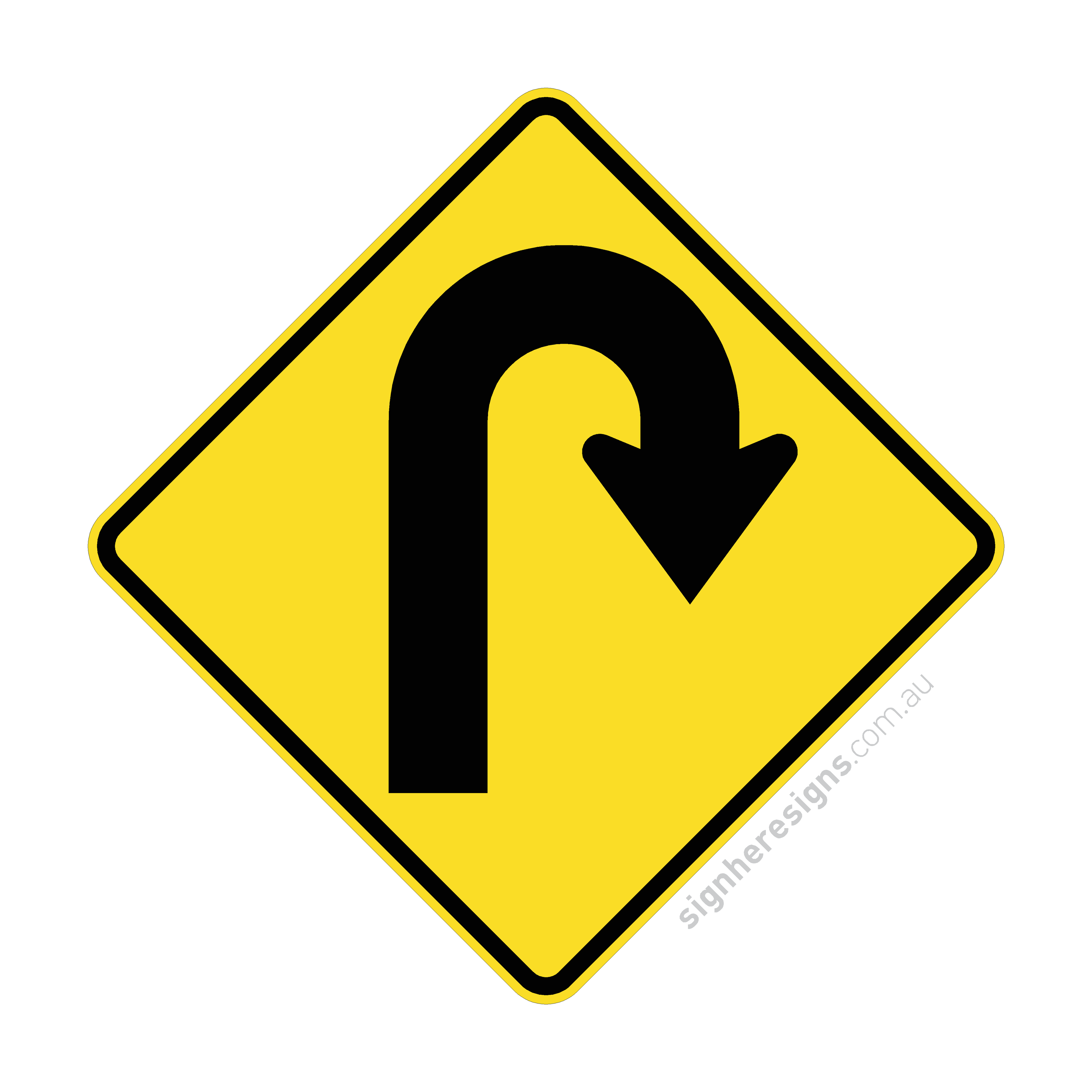 W1-7(R) Hairpin Bend Right - Traffic Sign