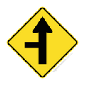 W2-4(L) Side Road Intersection Straight Left - Traffic Sign
