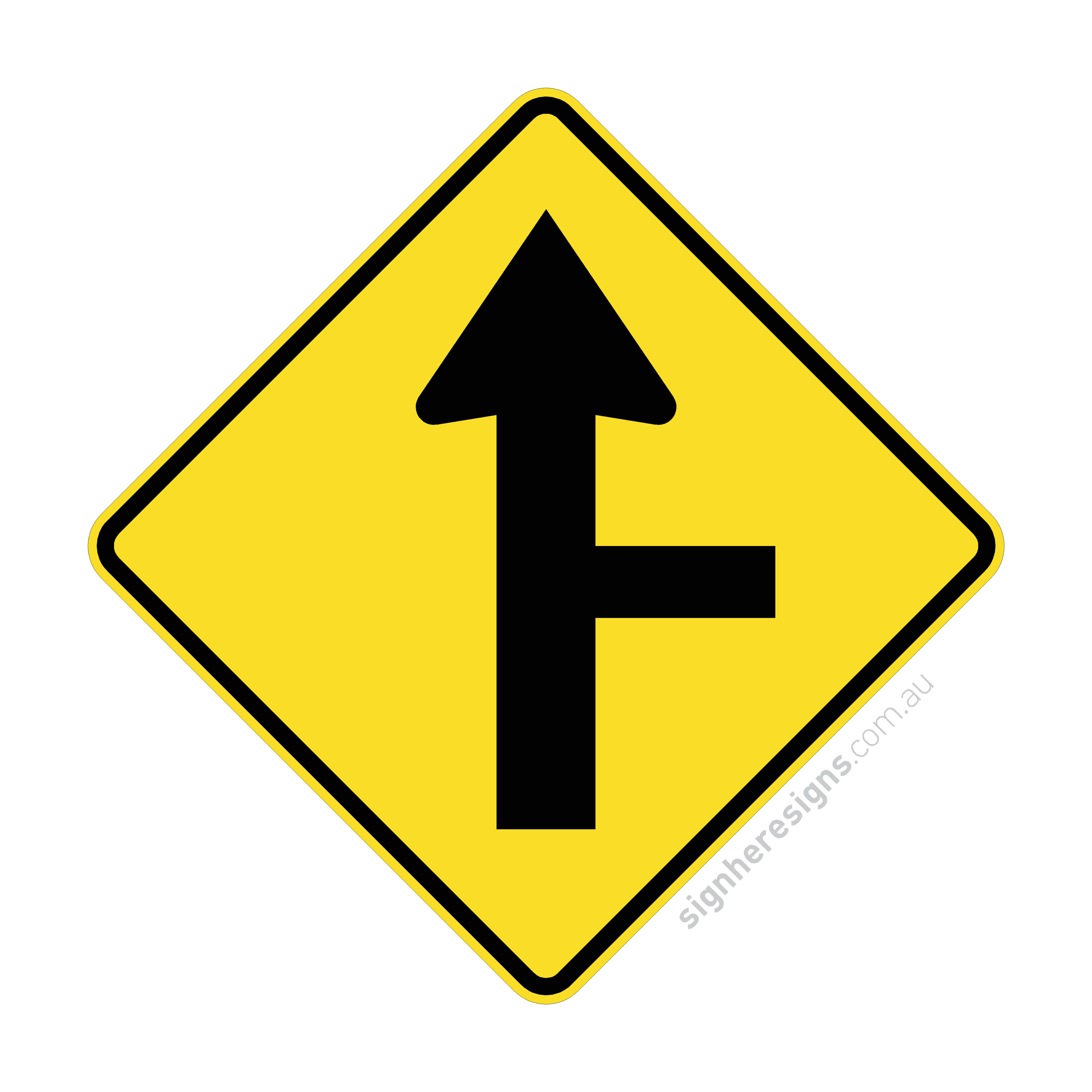 W2-4(R) Side Road Intersection Straight Right - Traffic Sign