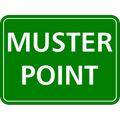Green muster point sign