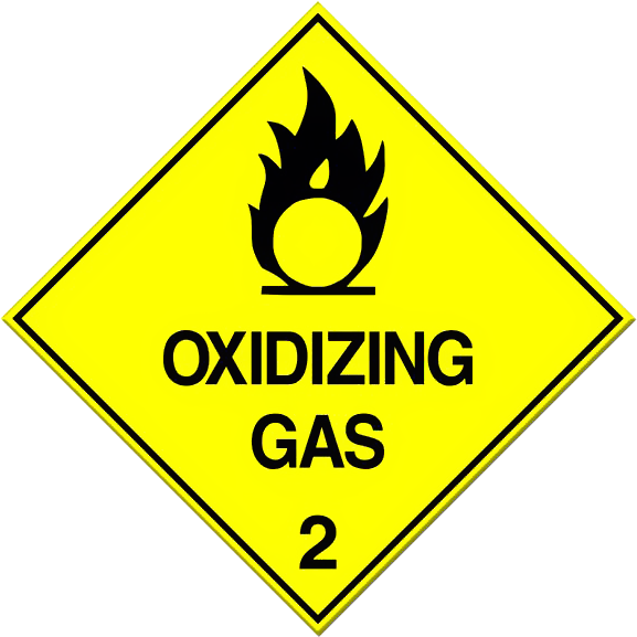 Oxidizing gas placard 