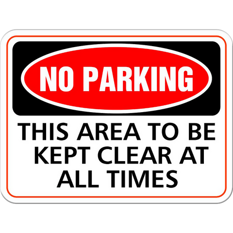 No Parking - This area to be kept clear at all times